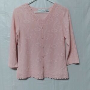 🦋 Once 1 Again Pink Cardigan Sweater Vintage Petite Small